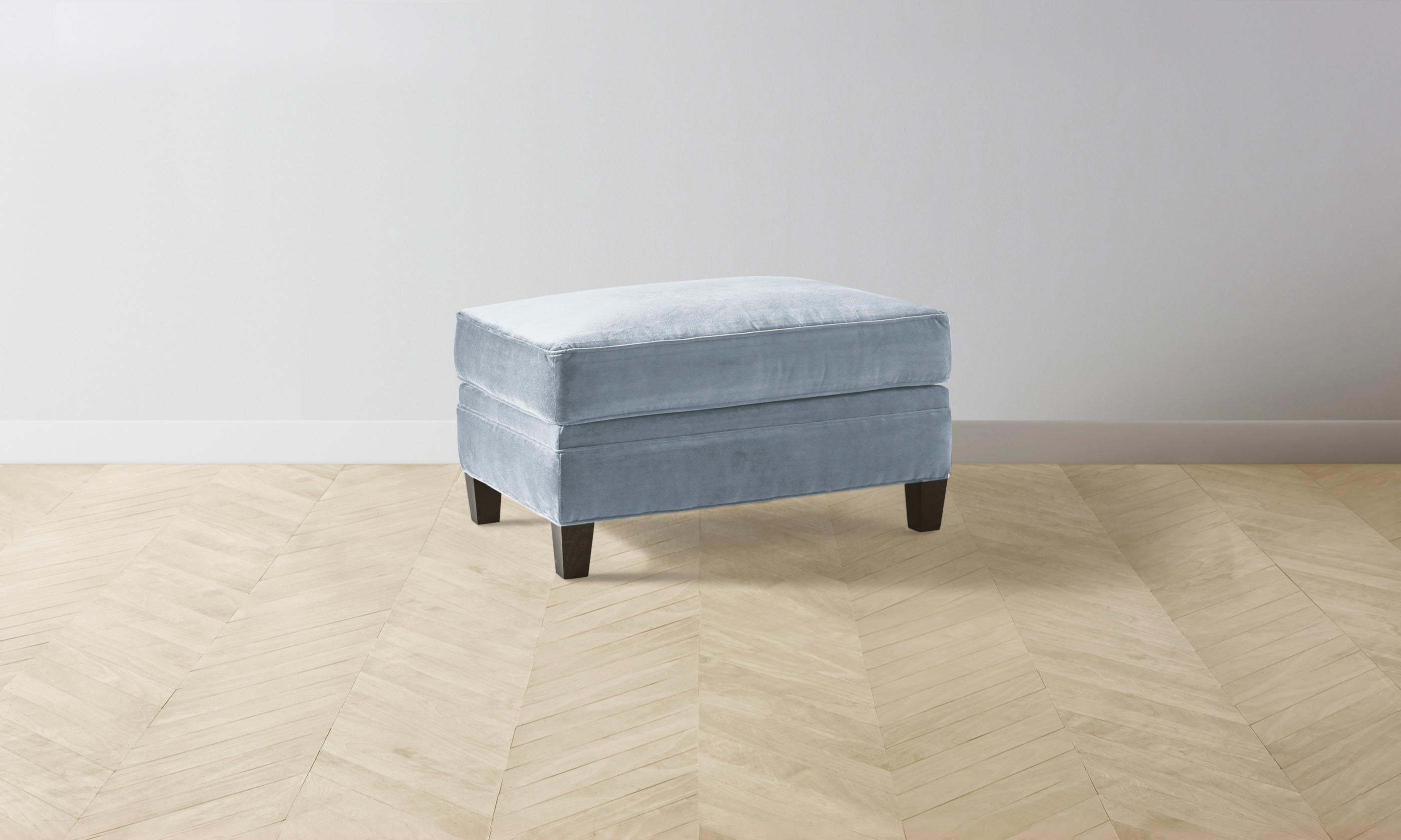 Carmine Ottoman - Luxe Performance Velvet Sky Blue Footstool for Living Room, Bedroom & Home Decor | Comfortable & Stylish Accent Furniture