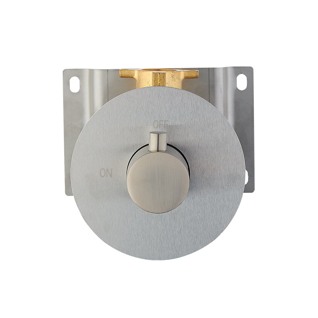 DAX Round Concealed 3-Way Diverter Valve - Brushed Nickel Finish (DAX 1053 RD BN) - Perfect for Shower Systems, Bathroom Remodeling & Plumbing Installations