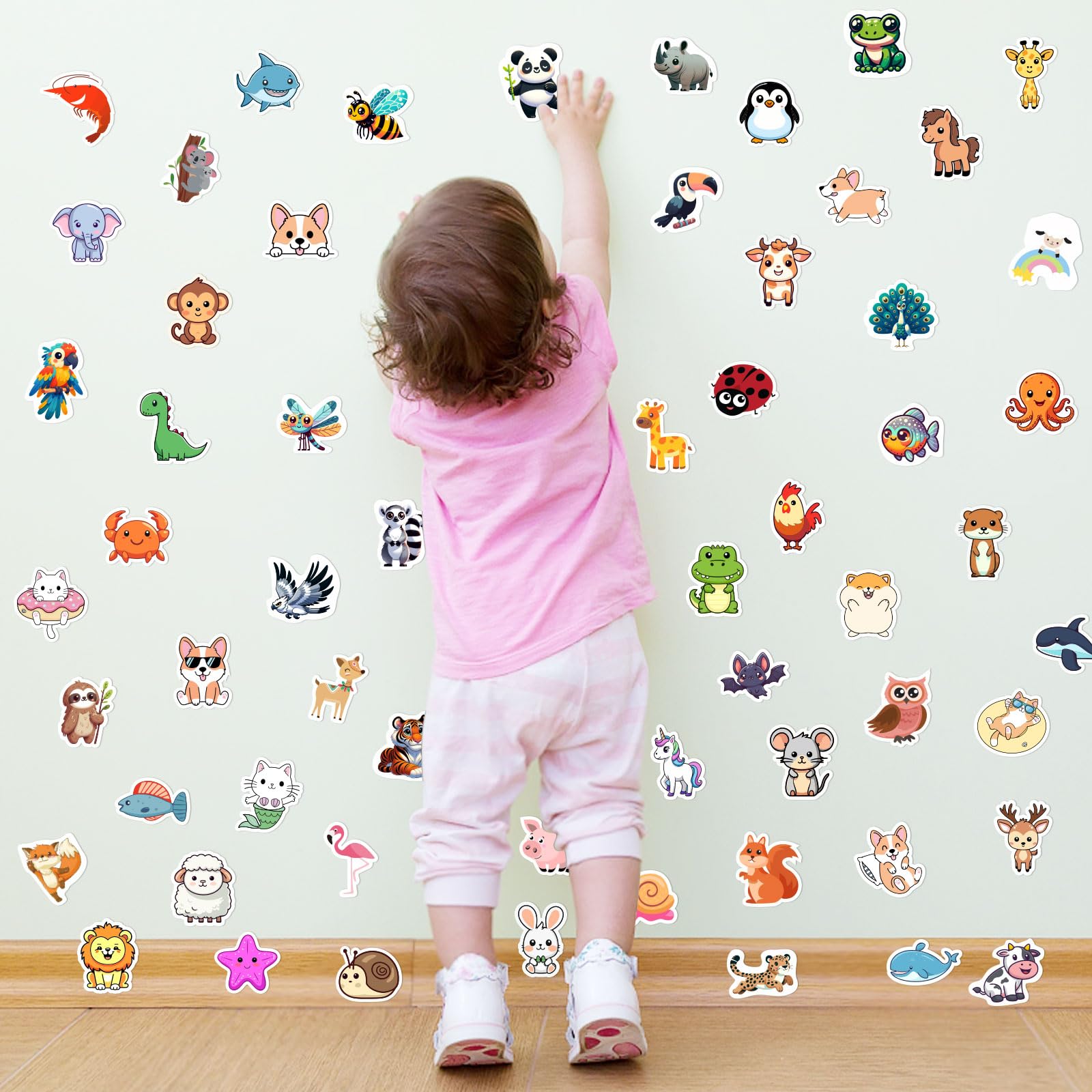 RINOLY 100 PCS Waterproof Vinyl Stickers for Kids - Fun Animal Designs for Water Bottles, Skateboards & Laptops - Perfect Classroom Prizes & Rewards for Boys and Girls - Great for School, Home & Party Decorations