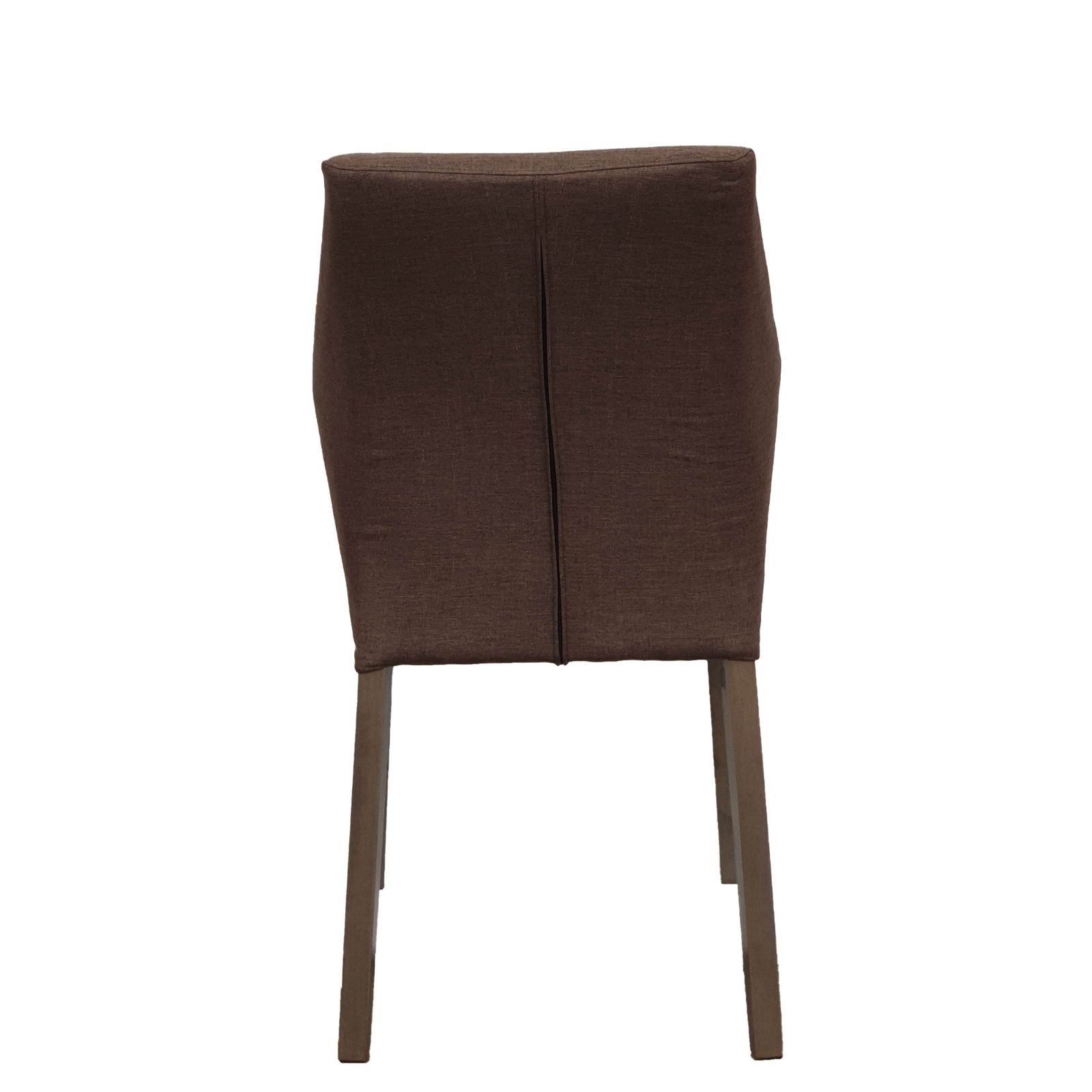 Modern Winged Back Jon Dining Chairs - Set of 2 Brown Fabric Upholstered Seats with Grey Oak Rubber Wood Legs | Elegant Home Dining Room Furniture for Kitchen, Breakfast Nook & Formal Entertaining
