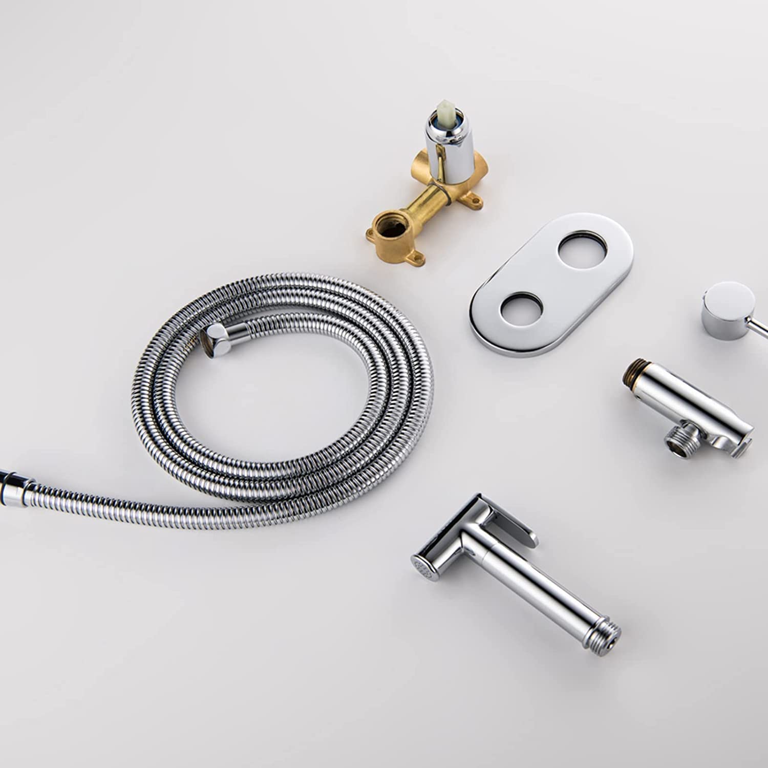 **Handheld Bidet Sprayer for Toilet - Chrome Brass Diaper Sprayer with Hose for Hot & Cold Water - Perfect for Baby Cloth Diaper Cleaning, Feminine Hygiene & Pet Washing**
