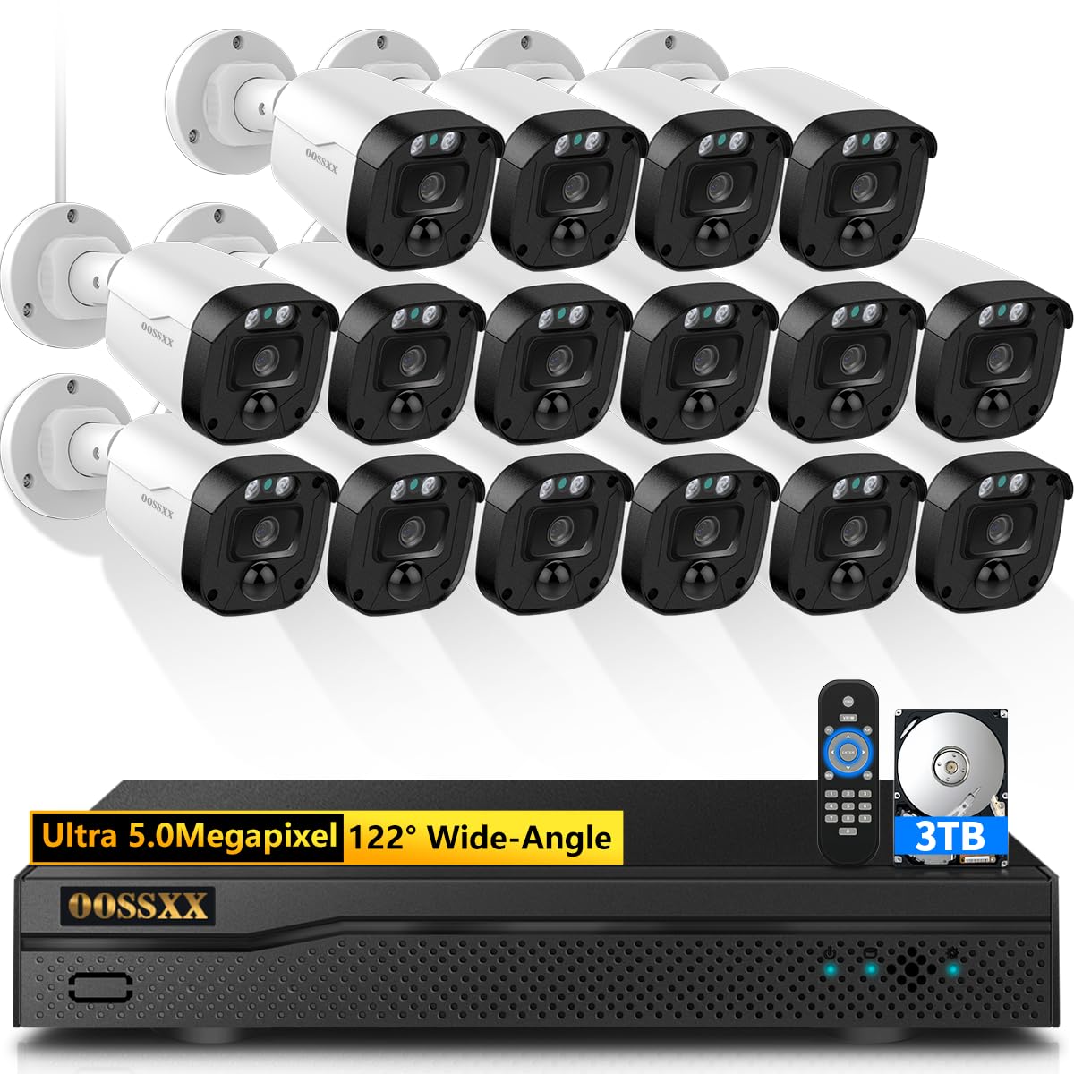 5MP Wired Security Camera System - Outdoor/Indoor HD Surveillance for Home