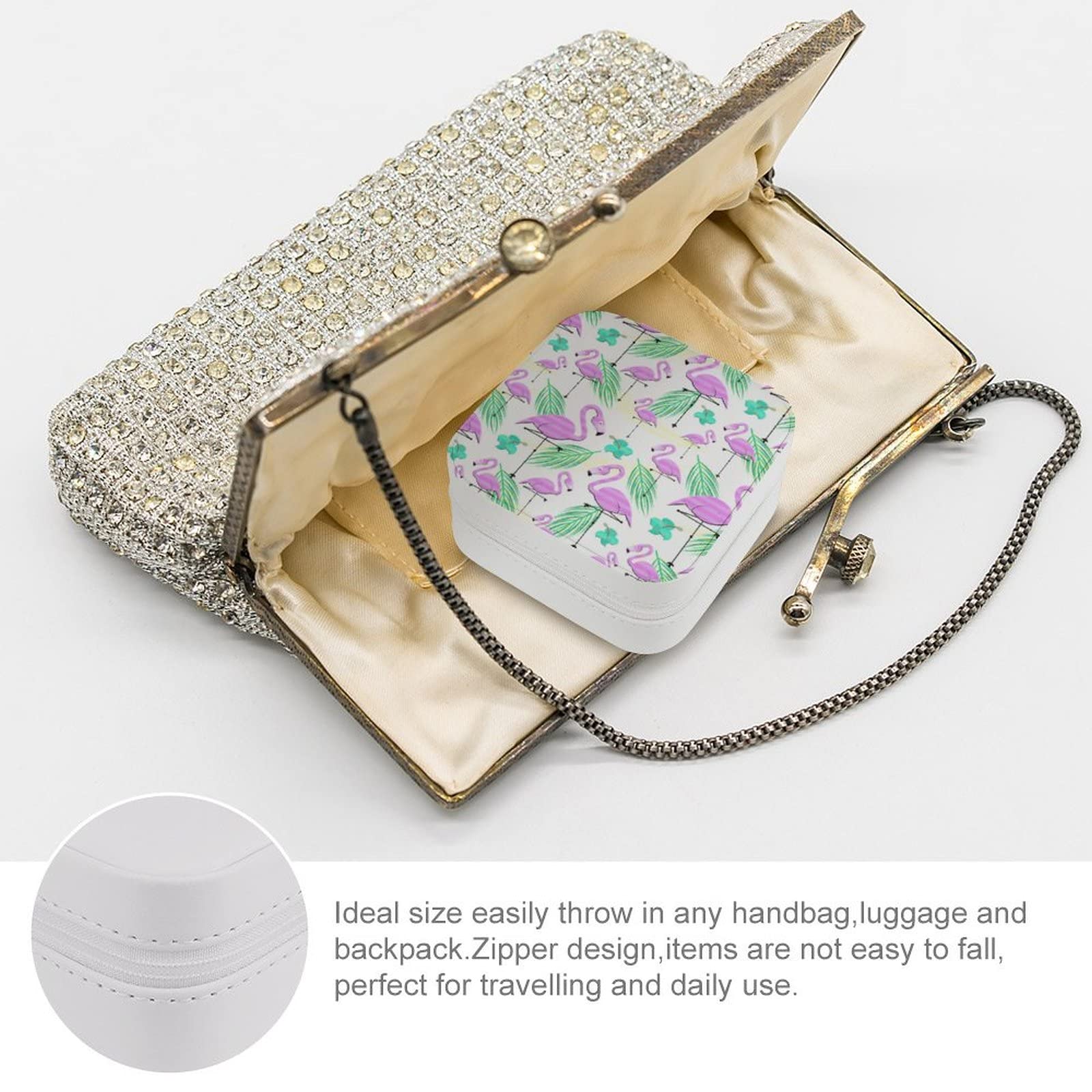 Small Jewelry Box - Portable Travel Organizer & Display Case for Rings, Earrings, Necklaces | Perfect Gift for Women & Girls | Tropical Flamingo Design | Great for Travel, Home Storage & Gift Giving