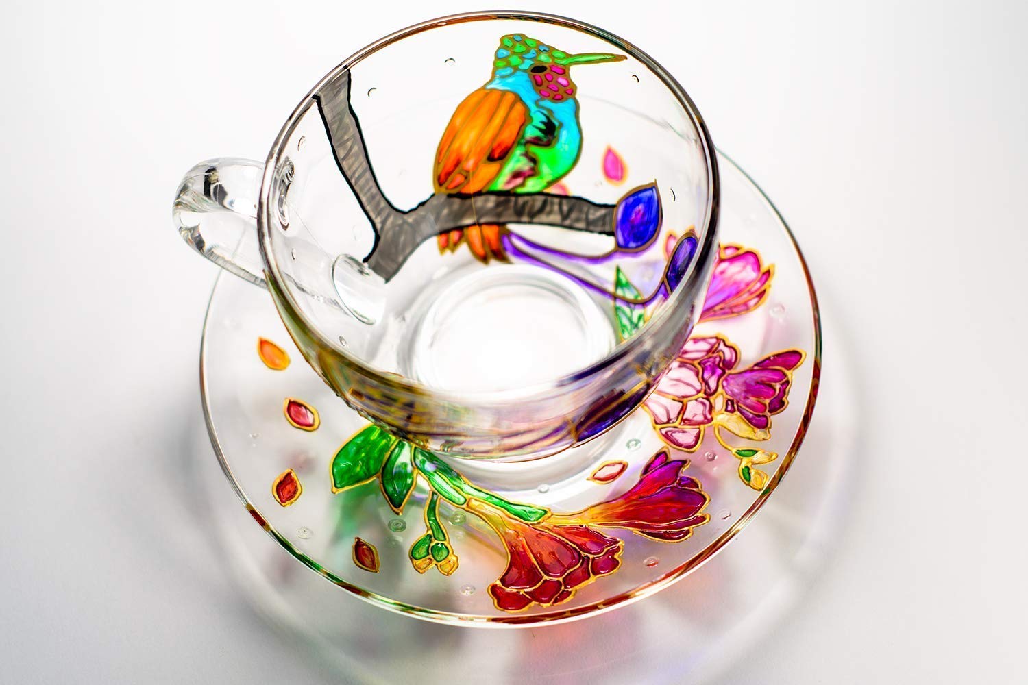 Hand-Painted Hummingbird & Floral Teapot Set with 2 Cups & Saucers - Elegant Wedding Gift for Mom, Mother's Day Present - Luxury Tea Party Accessories for Bridal Showers, Afternoon Tea & Special Occasions