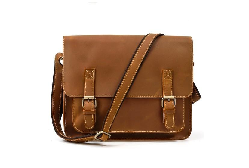 Premium Genuine Leather Shoulder Bag for Men & Women - Stylish Satchel Messenger Bag for Work, Travel & Everyday Use