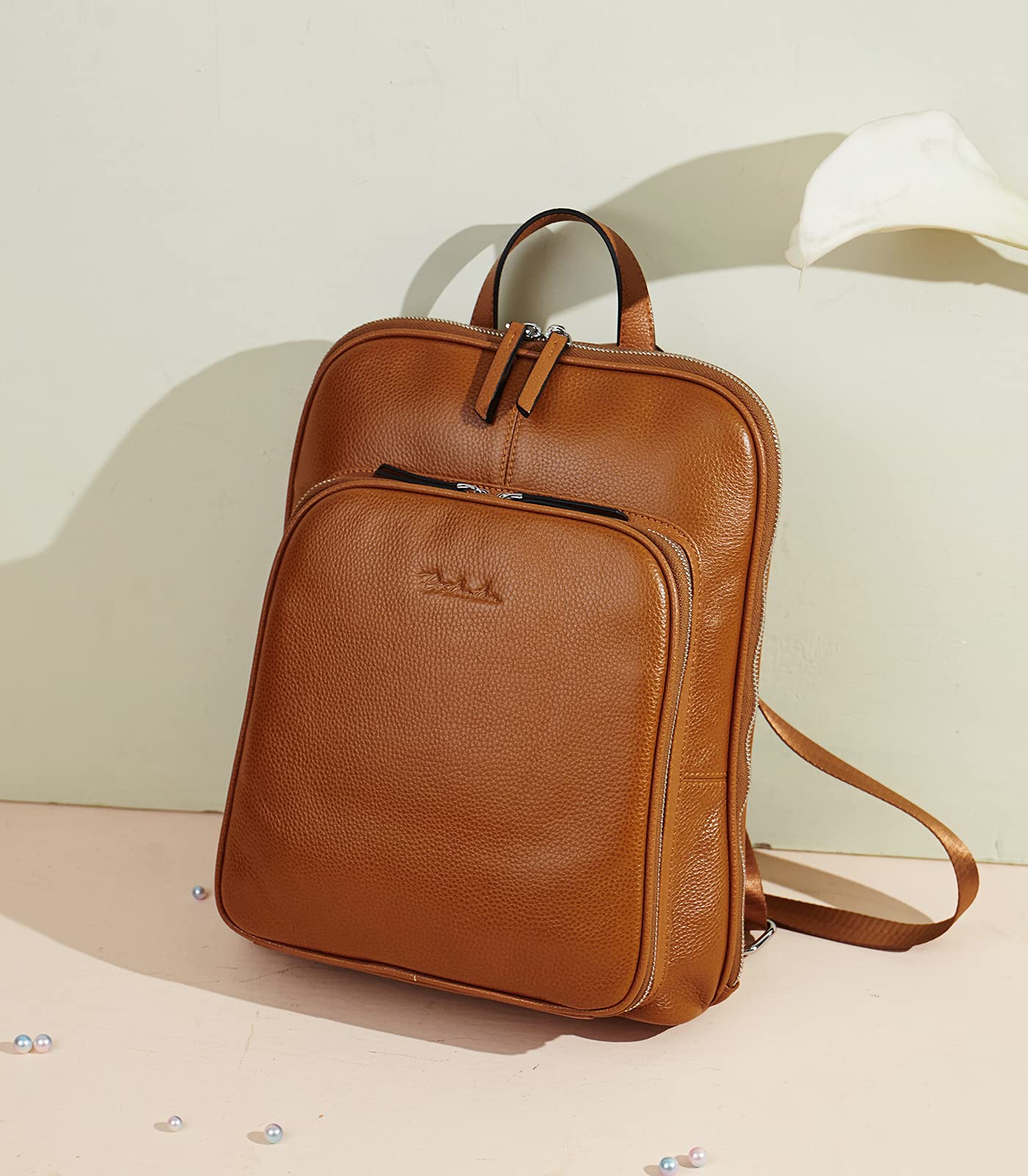 BOSTANTEN Genuine Leather Backpack Purse for Women - Stylish Laptop Backpack, College School Bag, Travel Carry On - Perfect for Work, Commuting & Daily Use