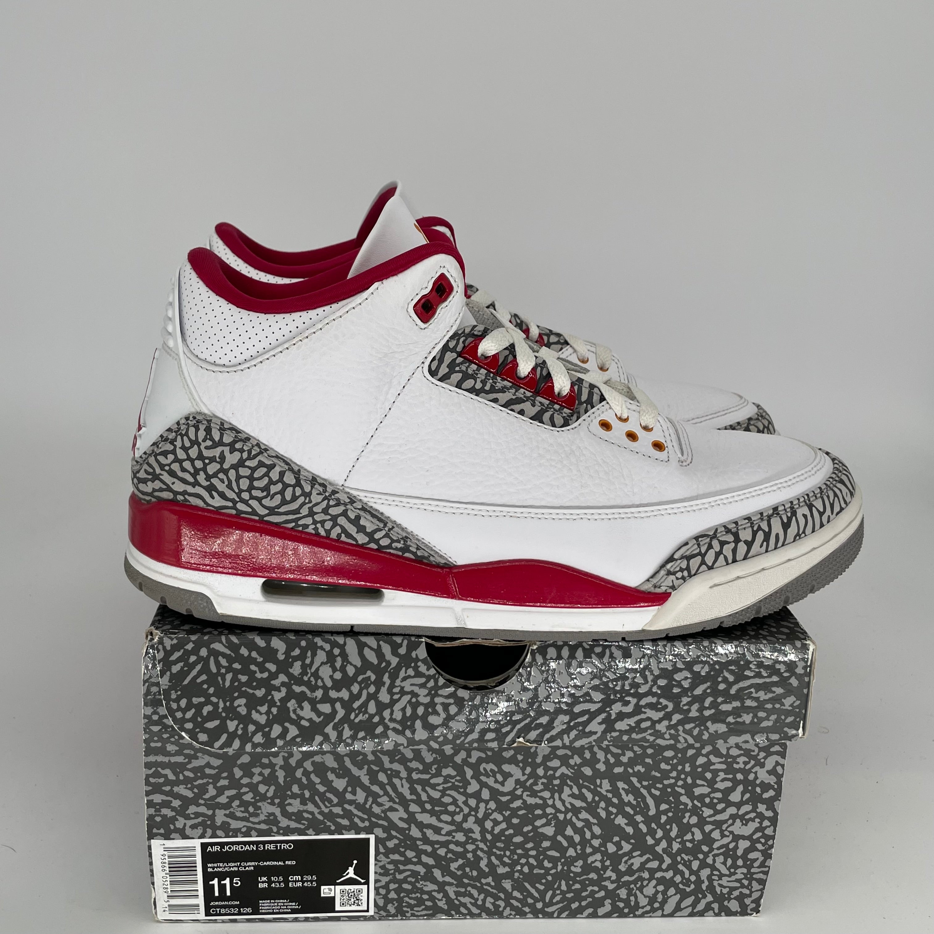 AIR JORDAN 3 CARDINAL RED Men's Basketball Shoes Size 11.5 - CT8532-126 | Retro Sneakers for Casual Wear, Street Style & Sports Performance
