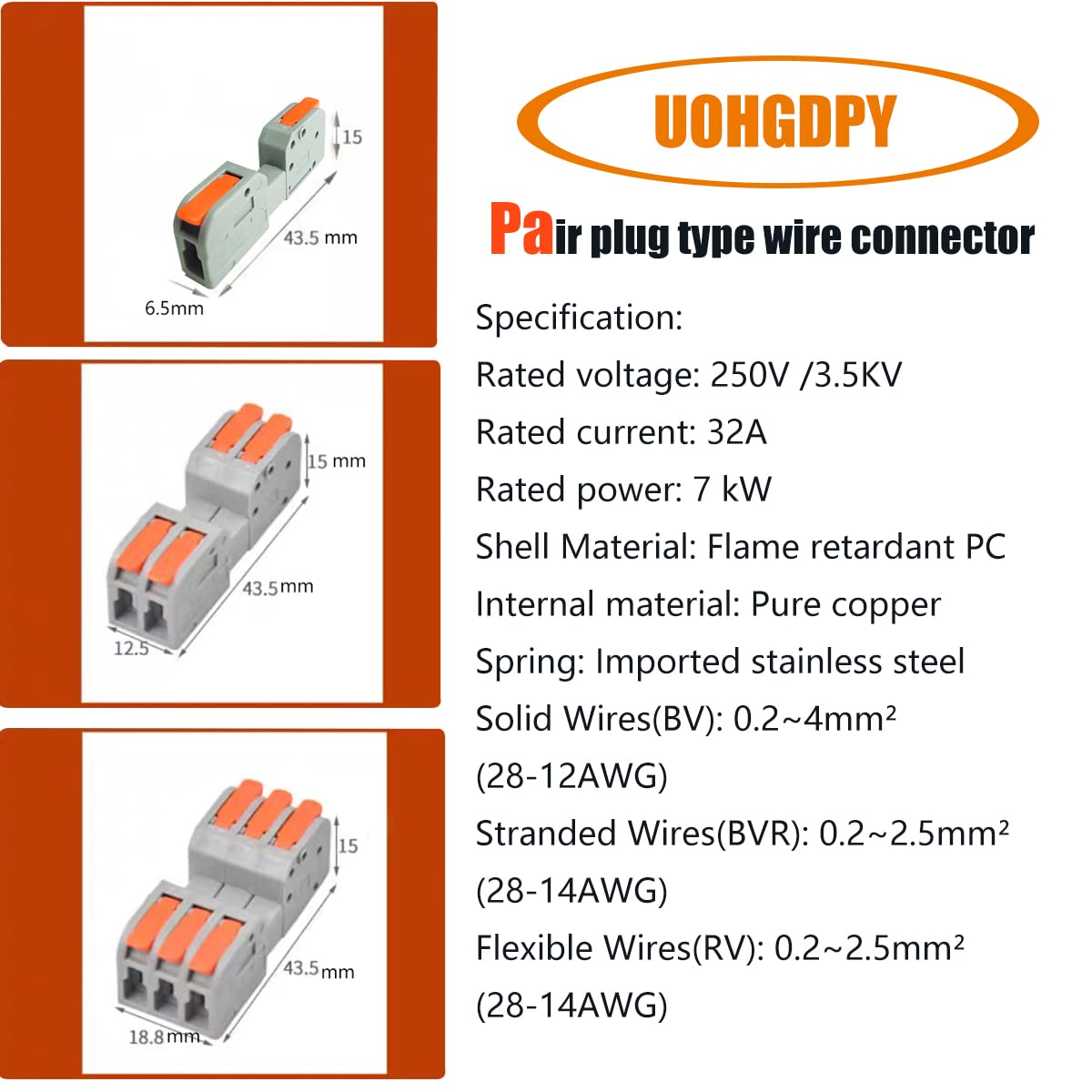 40 PCS Pluggable Wire Connectors Kit for AWG 24-12 - Hand Protecting Push-in Lever Electrical Connectors, Reusable Wire Splice Terminals for Automotive, Home & Industrial Wiring - Perfect for DIY, Electrical Repairs and Wiring Projects