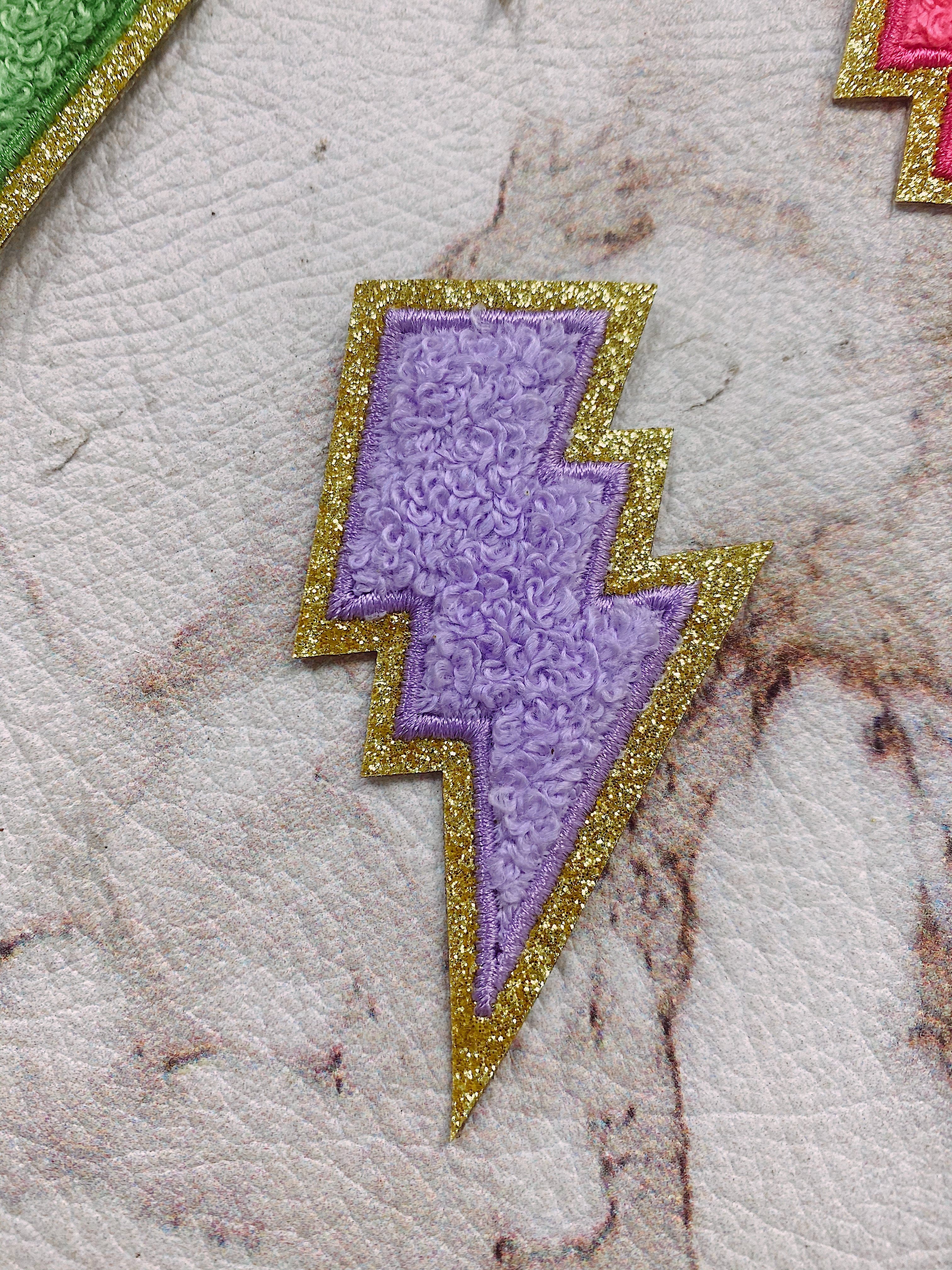 Lightning Bolt Varsity Patch - Embroidered Iron-On Applique for Jackets, Bags & DIY Crafts - Perfect for School Spirit, Sports Teams & Fashion Customization