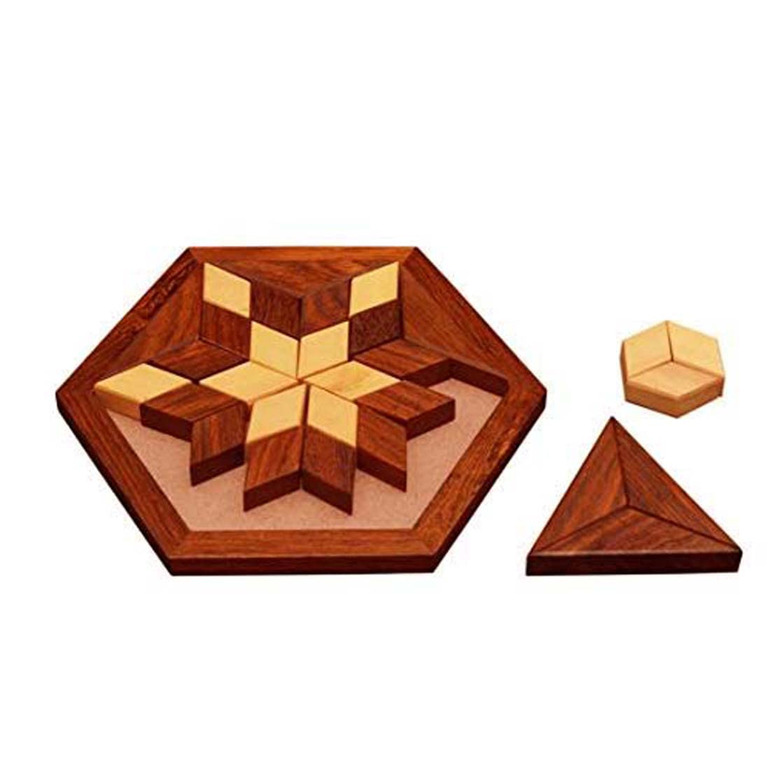 Zyntix 30-Piece Wooden Star Puzzle - Hexagonal Base 3D Jigsaw Puzzle for Adults & Kids | Brain Teaser Gift for Men, Women, Children | Home Decor, Office Stress Relief, Family Game Night Activity