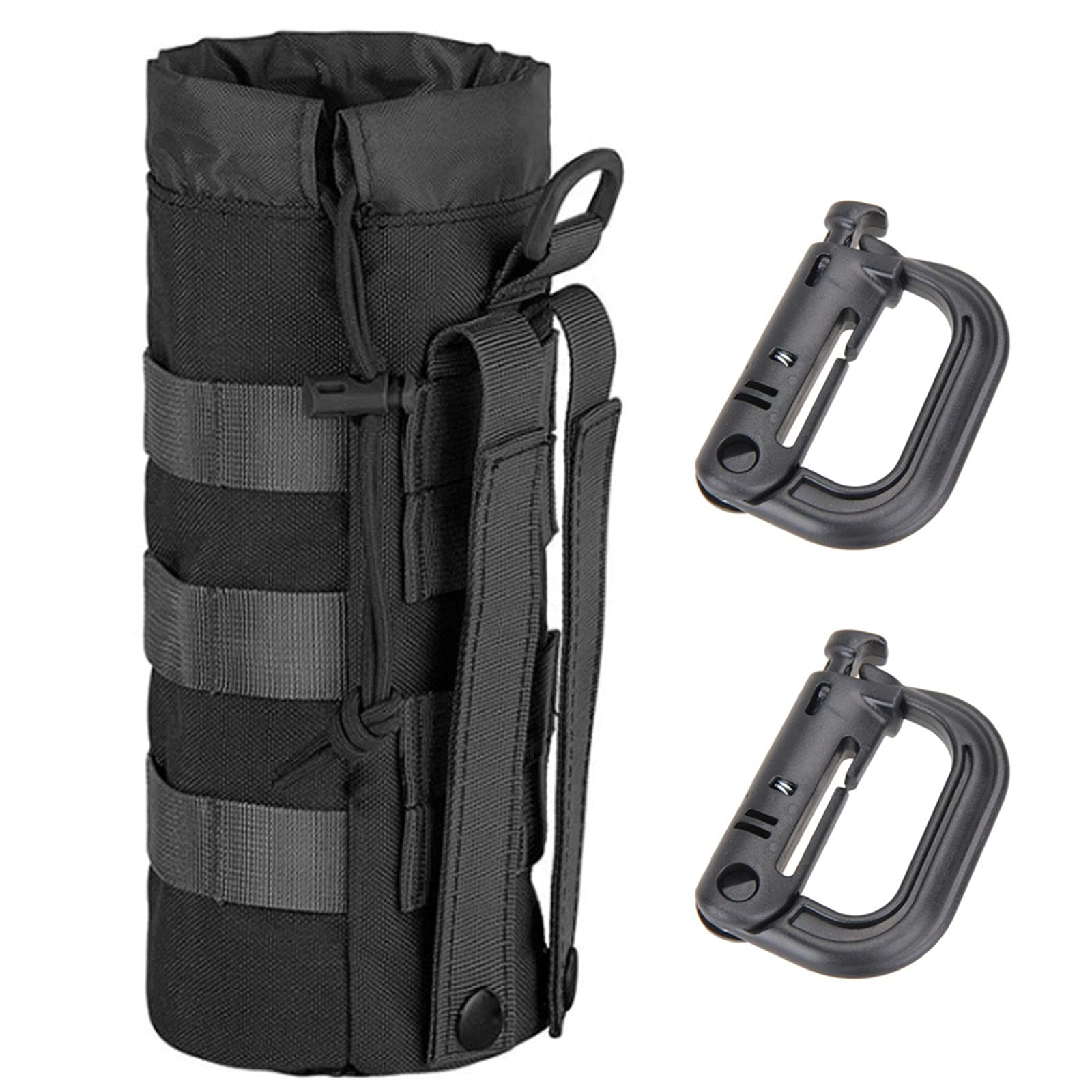 Upgraded 1000D Nylon MOLLE Water Bottle Pouch - Durable Drawstring Mesh Bottom Holder for Backpack, Running, Hiking & Outdoor Camping Gear | Perfect for Tactical Backpacks, Military Use & Adventure Sports