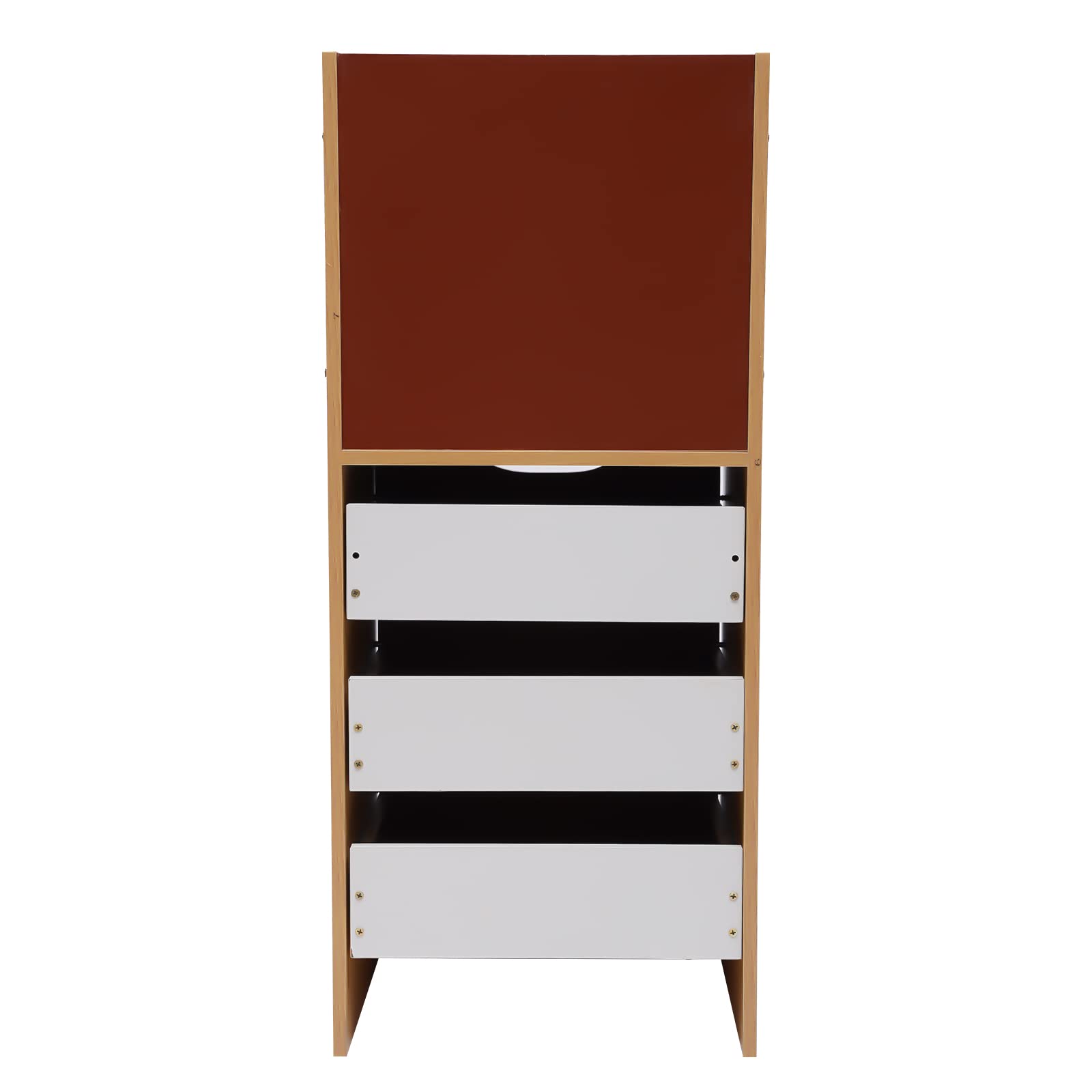 Modern Walnut Nightstand with 3 Drawers - Tall Bedside Table with Storage Shelf, Space-Saving Cabinet for Bedroom & Living Room, 33.46x14.57x11.81 Inches - Perfect for Small Spaces, Apartment Furniture, Guest Room & Master Bedroom Organization