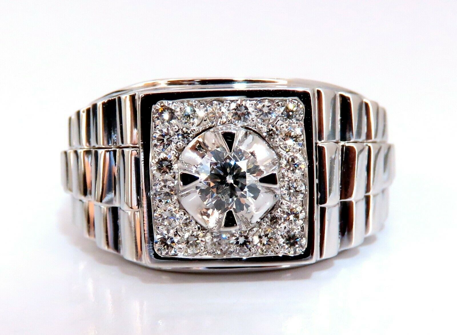 0.63ct Natural Diamond Men's Solitaire Accent Ring 14K Gold Watch Band - Perfect for Weddings, Anniversaries & Special Occasions