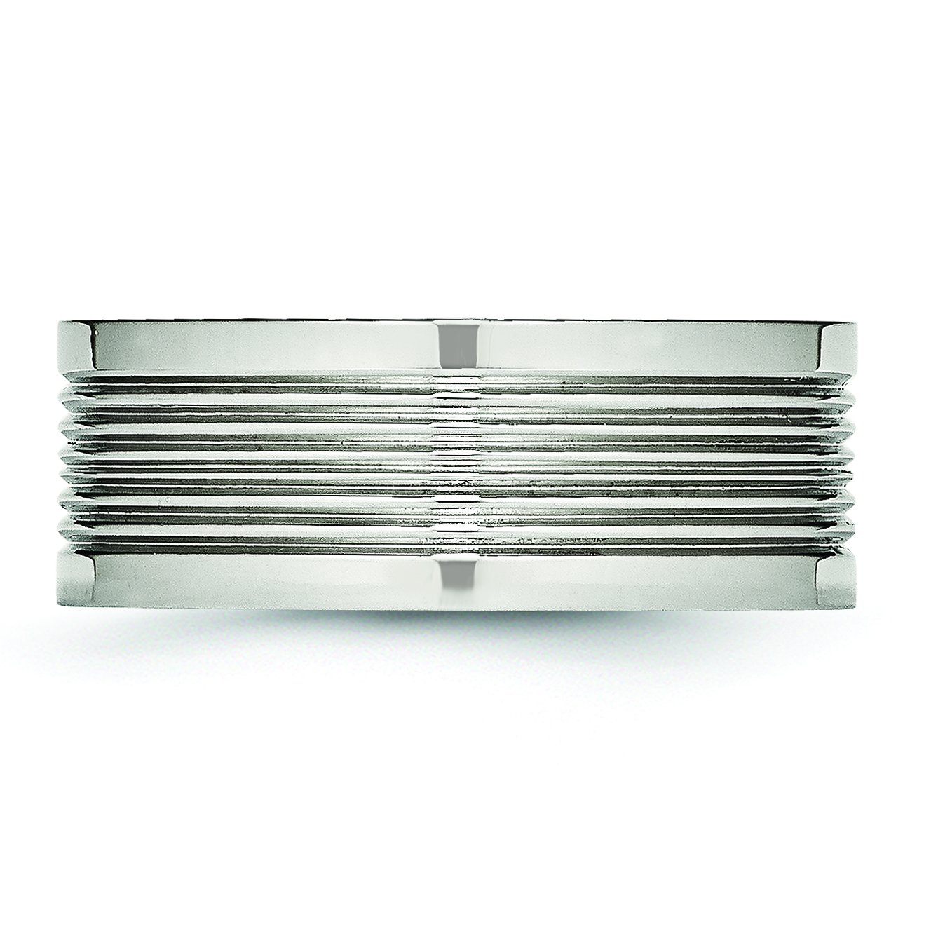 Stainless Steel Men's Wedding Band Ring - Polished Grooved Comfort Fit Design for Everyday Wear & Special Occasions