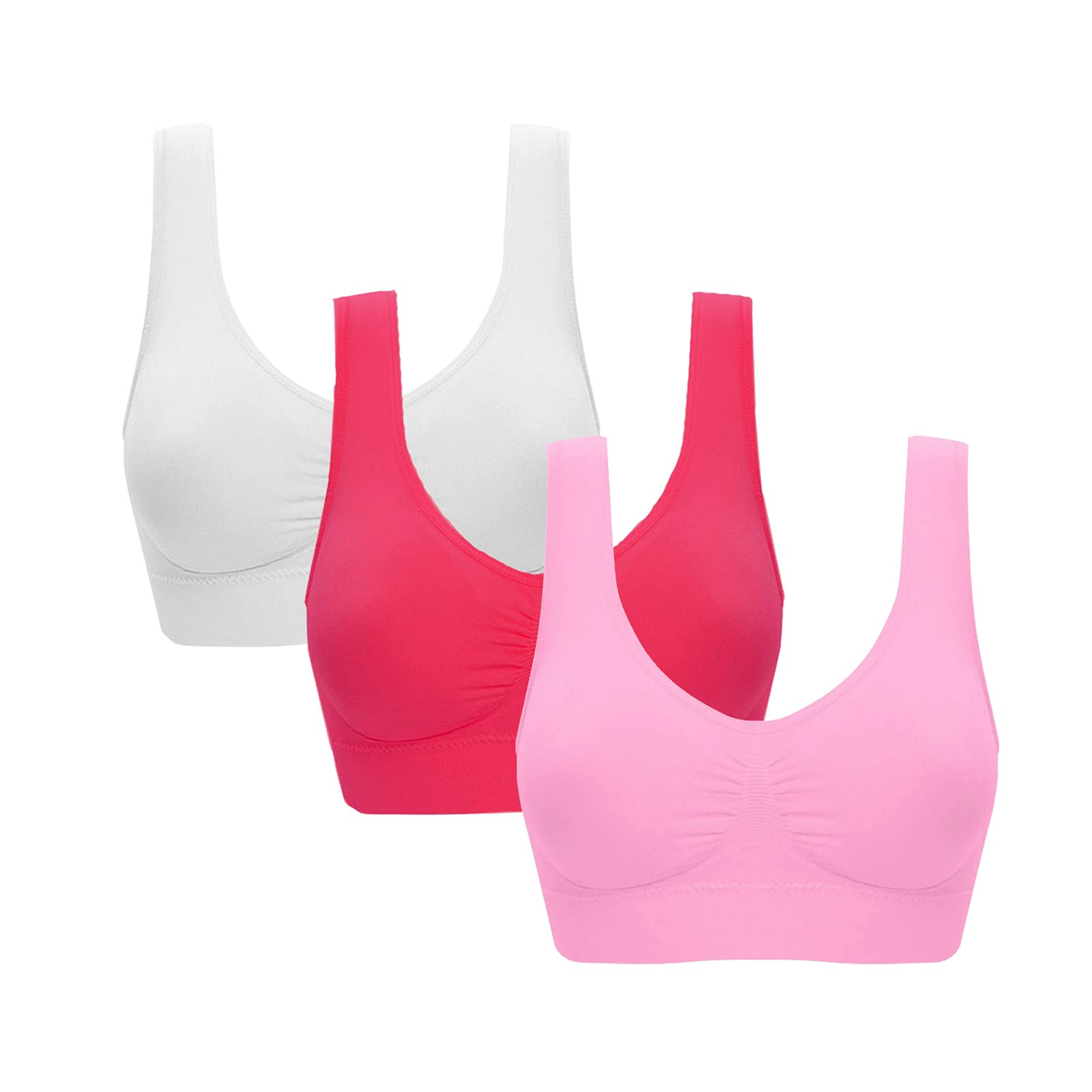 High Impact Sports Bras for Women - Wireless, Padded & Seamless Support - 3 Pack for Running, Yoga & Gym Workouts