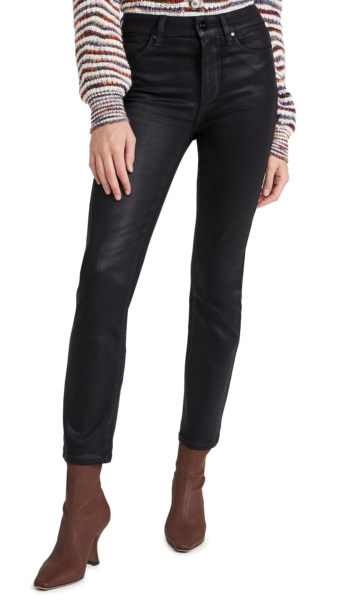 PAIGE Women's Cindy High-Rise Luxe Coating Skinny Jeans - Stretch Denim Pants for Casual Outfits & Night Out