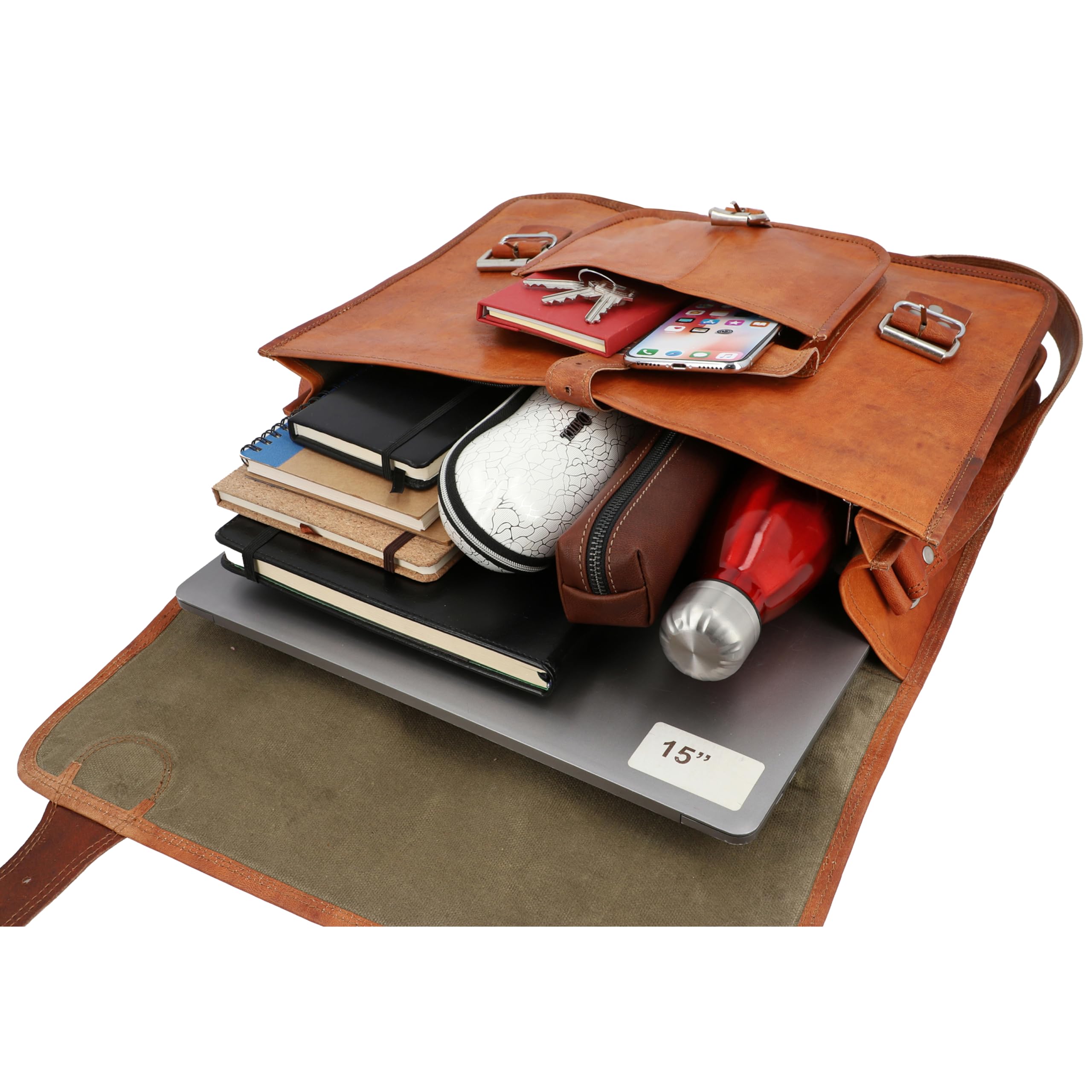 Gusti Leon Vintage Brown Leather Shoulder Bag - Business Messenger Briefcase for Men & Women | Perfect for Office, Travel & Everyday Use