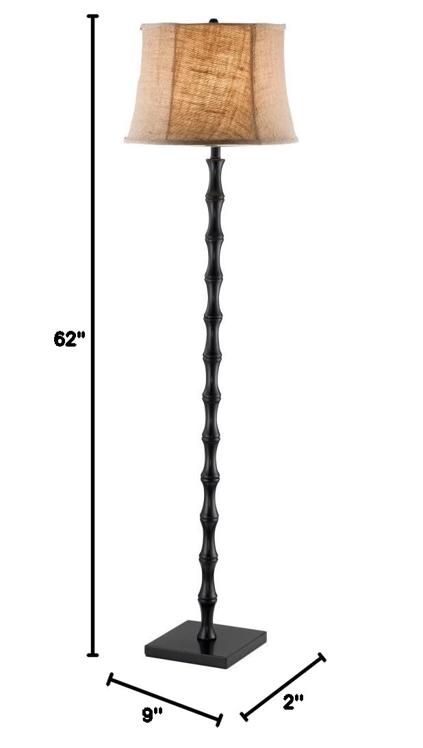 Adesso 1523-01 Stratton 62-inch Floor Lamp with 2 x 150W Bulb Sockets - Black/Brown Finish for Living Room, Bedroom or Office Lighting