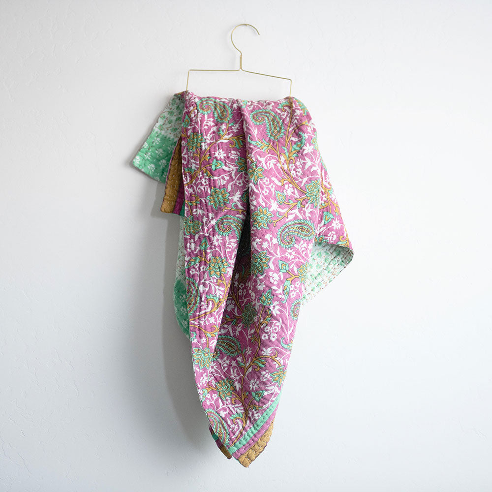 Soft Kantha Baby Blanket CB9052 - Handmade Cotton Swaddle Blanket for Newborns & Infants - Perfect for Nursery, Swaddling, Stroller & Photo Shoots