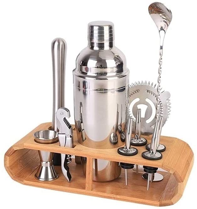 Premium 12-Piece Bartender Kit with Stainless Steel Cocktail Shaker & Bamboo Stand - 25OZ Mixology Set for Home Bars, Parties, Travel - Ideal Gift for Men, Dad, Cocktail Enthusiasts | Perfect for Home Entertaining, Professional Bartending & Outdoor Adventures