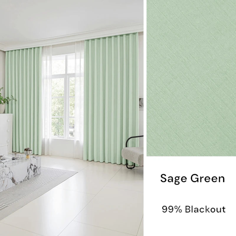 Rachel Textured Chenille Blackout Curtains for Bedroom - Thermal Insulated Noise Reducing Window Drapes, Custom Size Available, Perfect for Nursery, Living Room & Home Theater