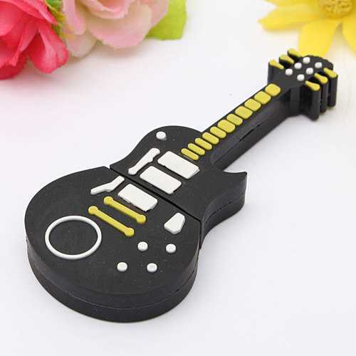 8GB Black Guitar-Shaped USB 2.0 Flash Drive - Portable Memory Stick for Music Lovers, Students & Professionals - Perfect for File Storage, Data Transfer & Gift Giving