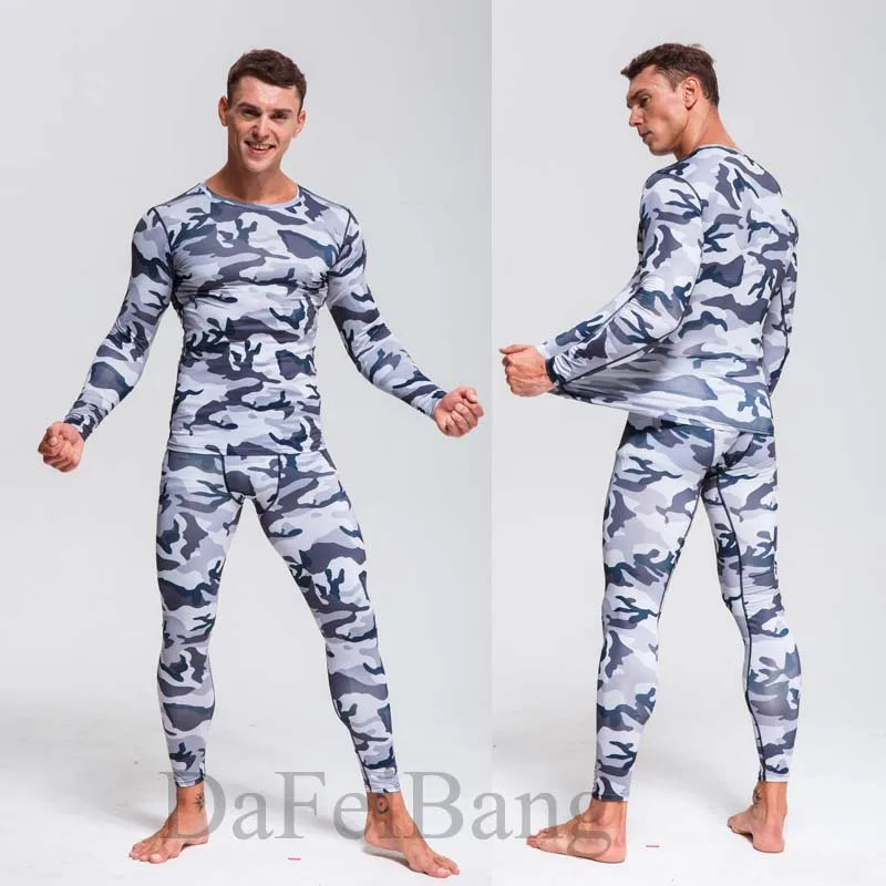 Quick Dry Camouflage Men's Running Set - Compression Sports Suit with Skinny Tights & Rashguard for Gym, Fitness & Outdoor Activities | Moisture-Wicking Workout Clothes for Jogging, Training & Sports 2025