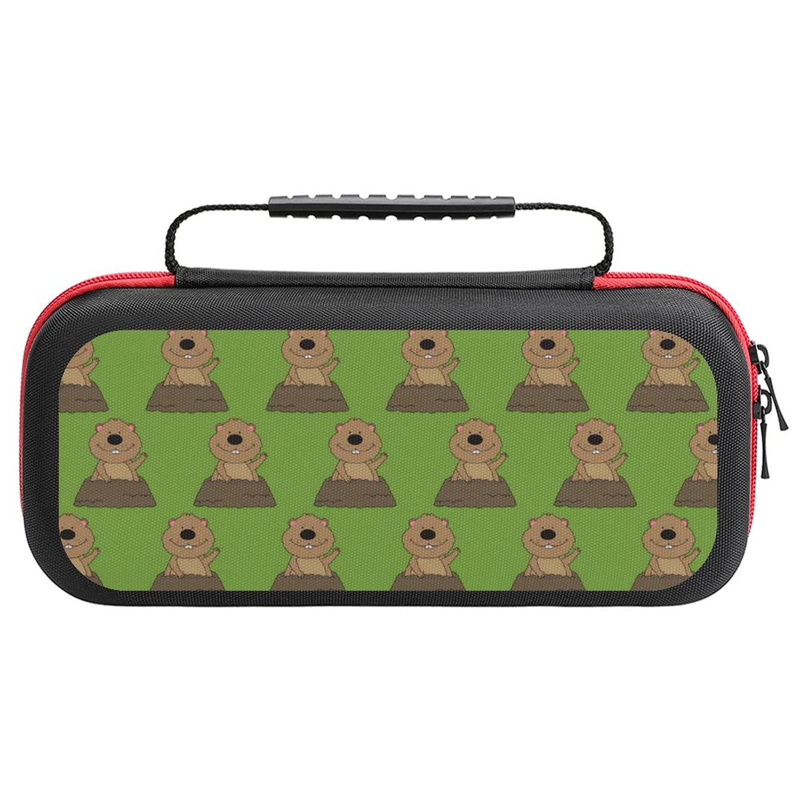 FunnyStar Cute Groundhog Themed Protective Carrying Case for Nintendo Switch - Shockproof Storage Handbag with Animal Facts Print - Perfect for Travel, Gaming Parties & On-the-Go Protection