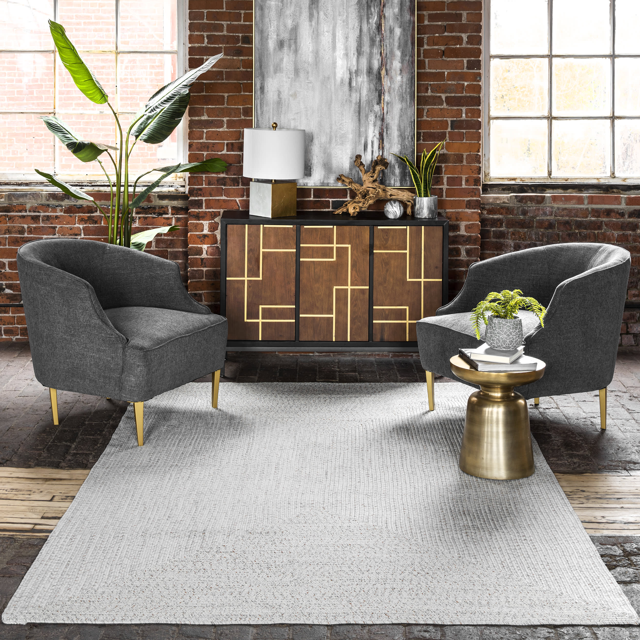 Hand Braided Indoor/Outdoor Area Rug - Ivory Cotton Jute Blend | Perfect for Living Room, Bedroom, Patio & Deck Decor