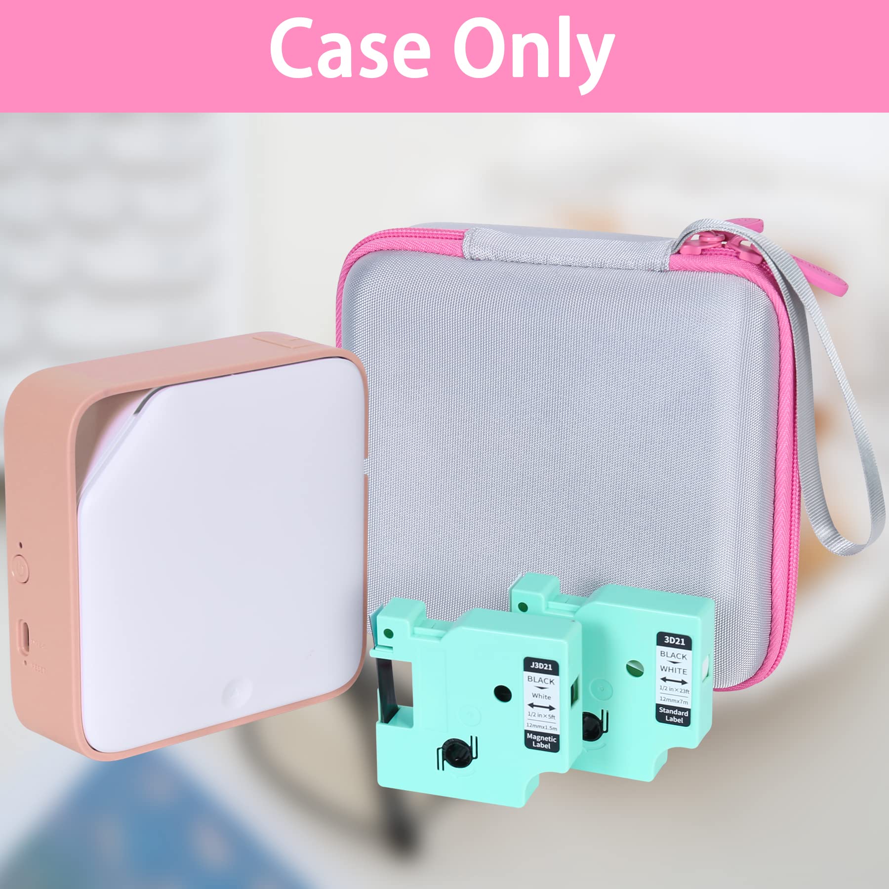 Aenllosi Hard Carrying Case for Vixic D1600 Rechargeable Label Printer - Durable Protective Cover, Pink | Perfect for Office, Warehouse & Retail Labeling Organization
