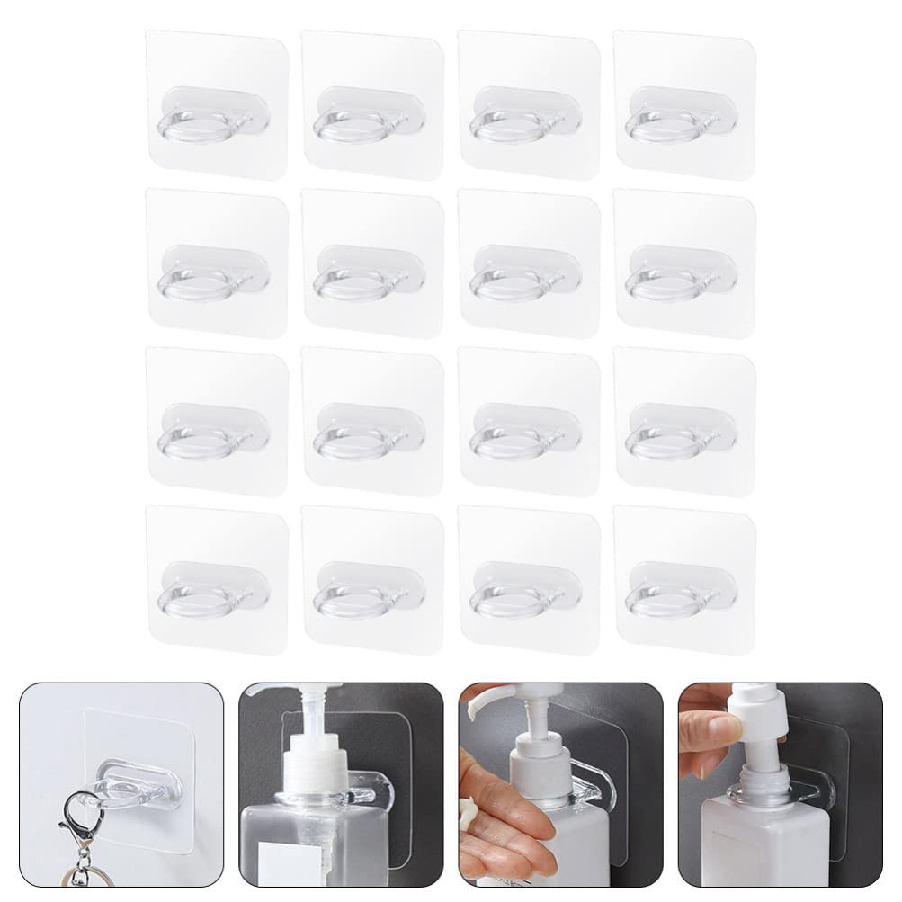 Operitacx 16pcs Wall Mounted Spray Bottle Hooks - Broom Holder, Kitchen Storage Hooks, Shampoo Bottle Organizer for Bathroom & Shower - Durable PP Plastic Hanging Rack for Cleaning Supplies & Liquid Containers - Perfect for Home, Kitchen, Bathroom Organization
