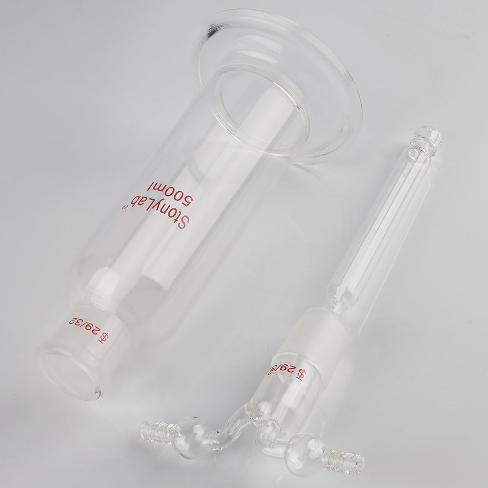 Stonylab Gas Washing Bottle - 500ml Borosilicate Glass with 29/32 Standard Joint & 8mm Serrated Hose - Ideal for Chemistry Labs, Gas Purification & Science Experiments