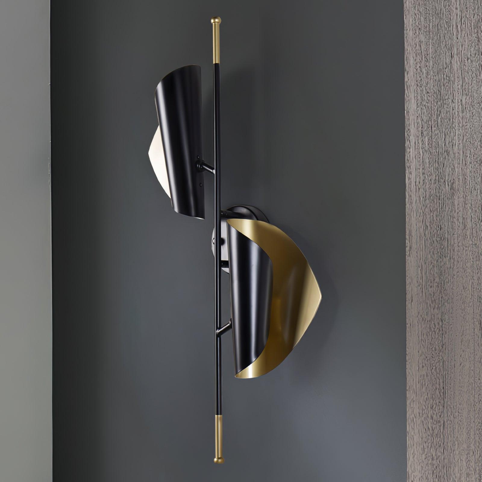 Cigale Double Sconce Wall Light - Modern Brass Wall Sconce with Glass Shades for Living Room, Bedroom, or Hallway Lighting