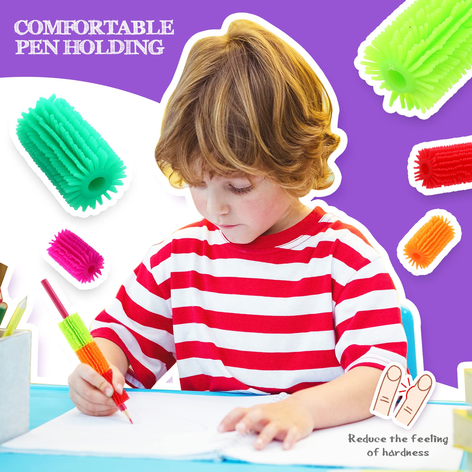 Chivao 25 Pcs Soft Pencil Grips for Kids & Adults - Colorful Squishy Cushion Writing Aid for Handwriting & Drawing - Reusable Ergonomic Pen Holders for School, Office & Home Use