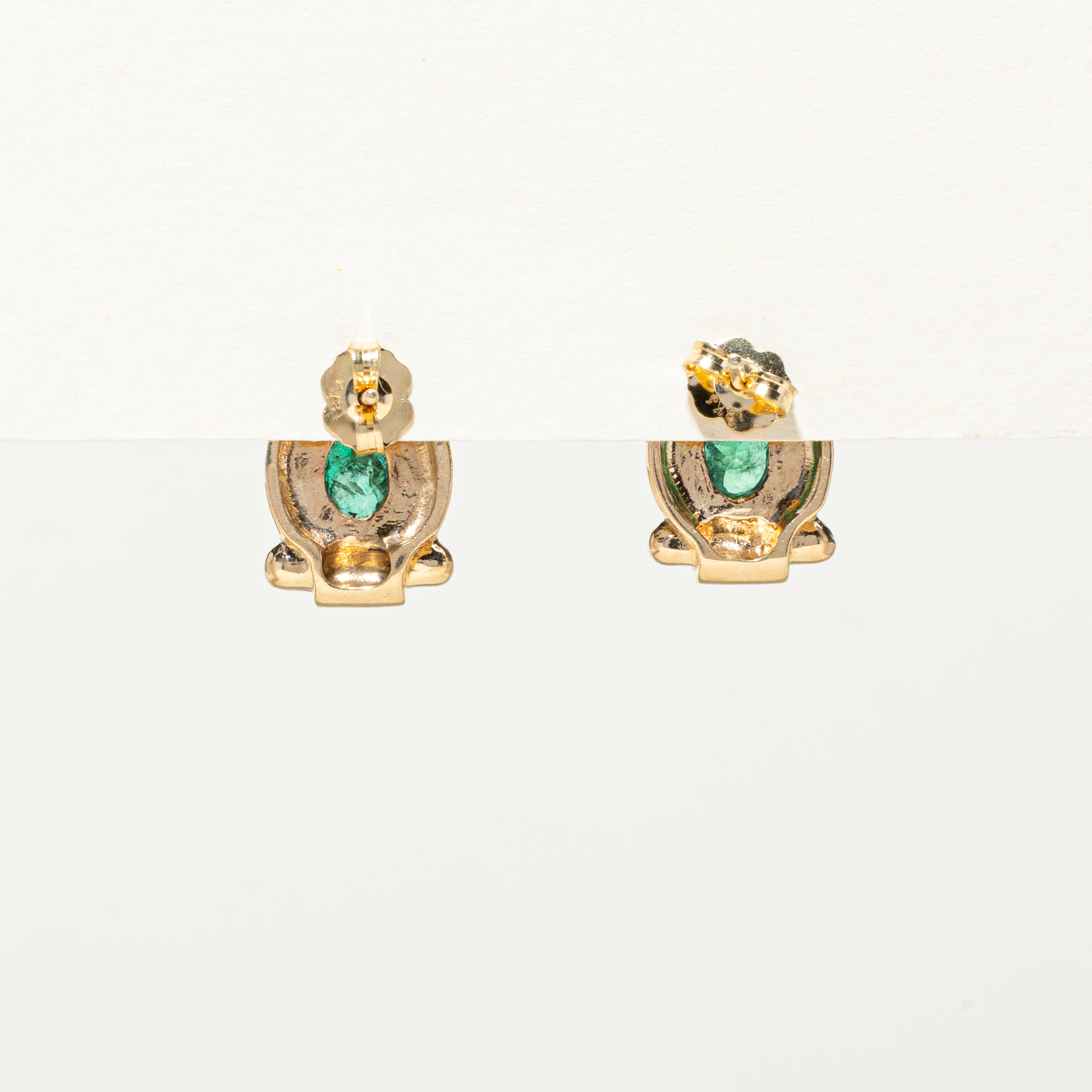 0.98ctw Bezel Set Emerald Stud Earrings - Genuine Green Gemstone Jewelry for Women, Perfect for Weddings, Parties & Special Occasions