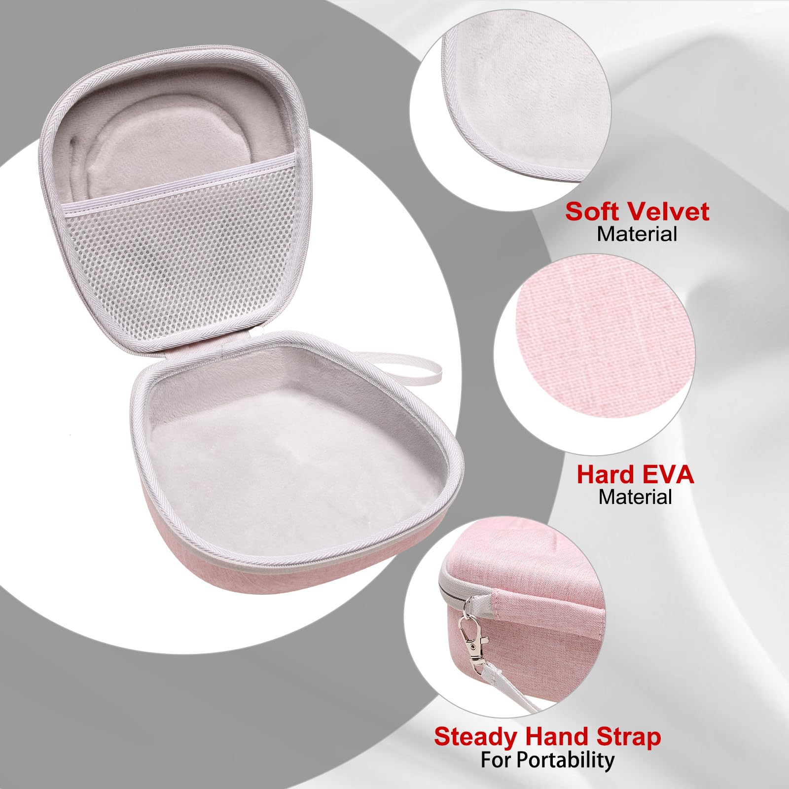LTGEM Hard Protective Headphone Case for Logitech H390 H430 H570e Zone 300 Zone 301 & JLab Go Work JIAMQISHI EAGLEND Headsets - Pink & Grey - Travel Storage & Office Organization Accessory
