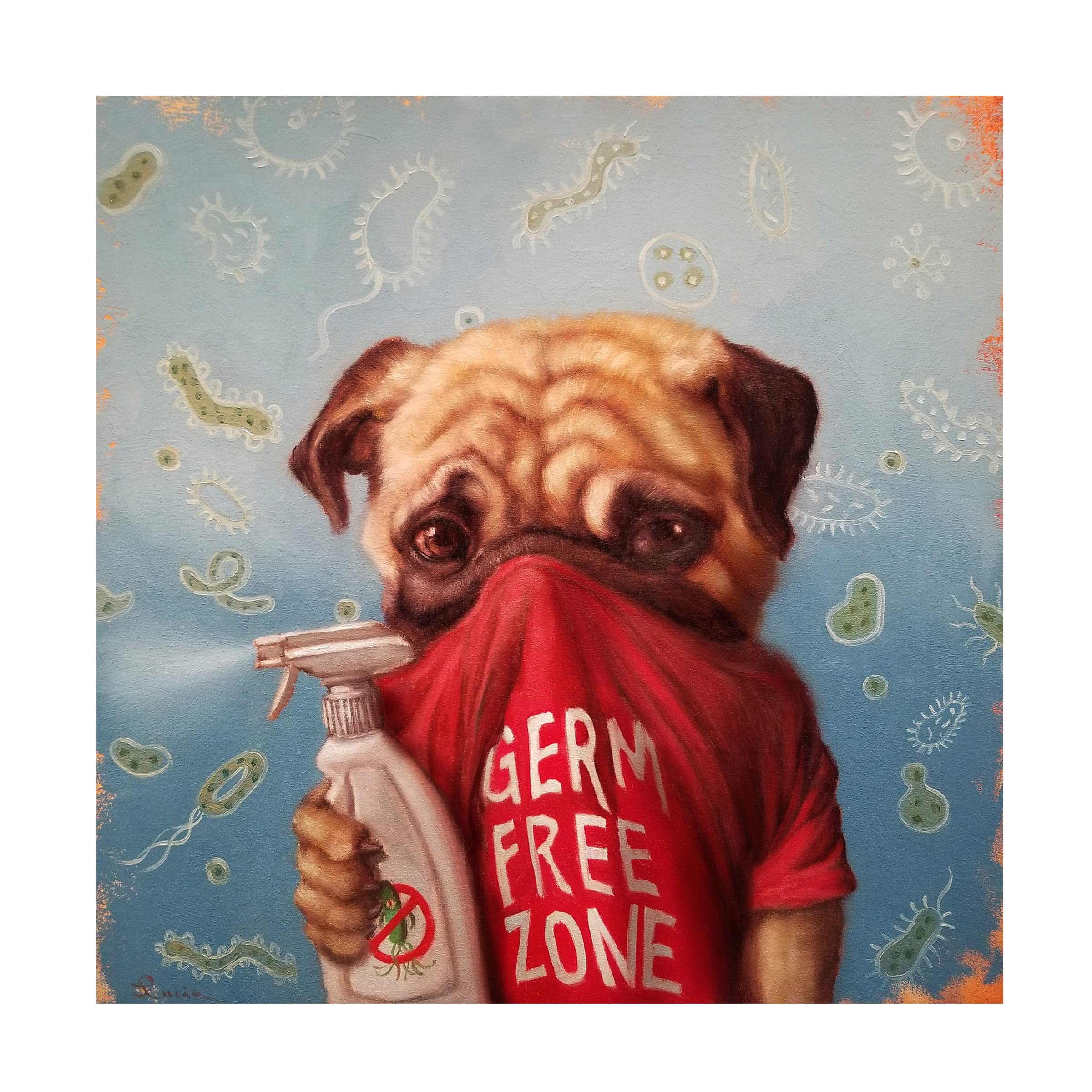 Trademark Fine Art 'Germaphobic' Canvas Art by Lucia Heffernan - Funny Home Decor for Bathroom, Office & Gift Ideas - Perfect for Germaphobes & Cleanliness Enthusiasts