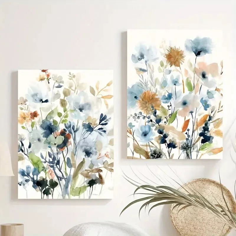 2-Piece Set Watercolor Floral Botanical Framed Wall Art 50x75cm - High Quality Canvas Print, 100% Australian Made, Ready to Hang - Perfect for Living Room, Bedroom & Office Decor
