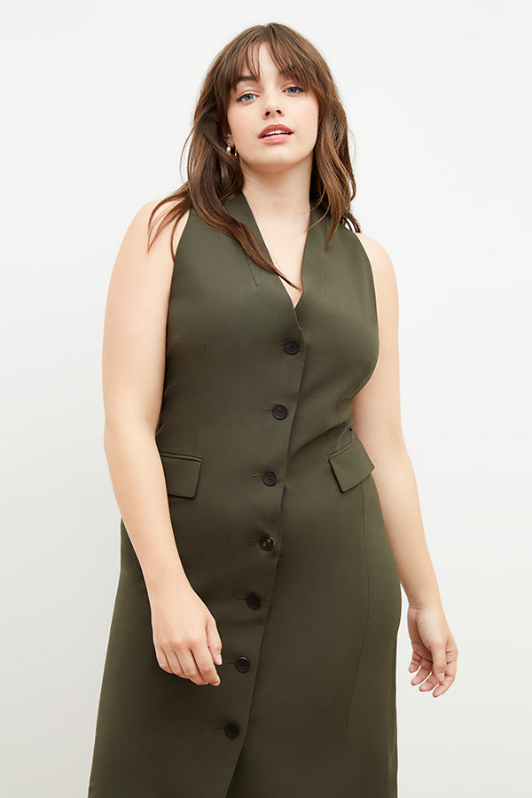 Cassandra Dress - OrigamiTech Olive Green Women's Fashion Dress for Casual Wear, Office & Evening Out
