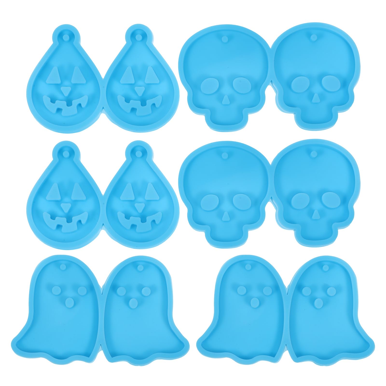EXCEART 6-Piece Halloween Resin Earring Silicone Molds Set - Skull, Ghost, Spider Web Pendant Drop Dangle Molds for DIY Jewelry Making - Perfect for Halloween Crafts, Keychains & Unique Gifts