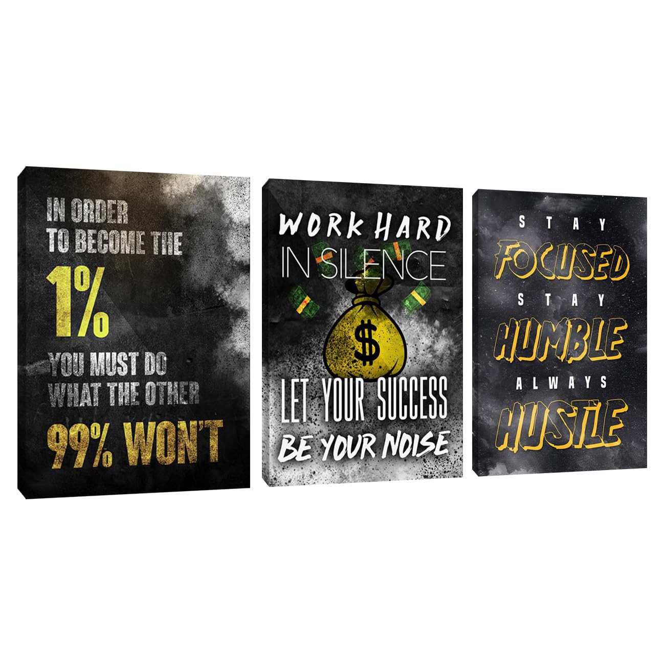 Motivational Canvas Wall Art - Inspirational Entrepreneur Hustle Poster Prints for Office & Home Decor - Work Hard Quotes Framed Artwork (60''W x 28''H) - Perfect for Office, Workplace, Living Room & Home Office Inspiration