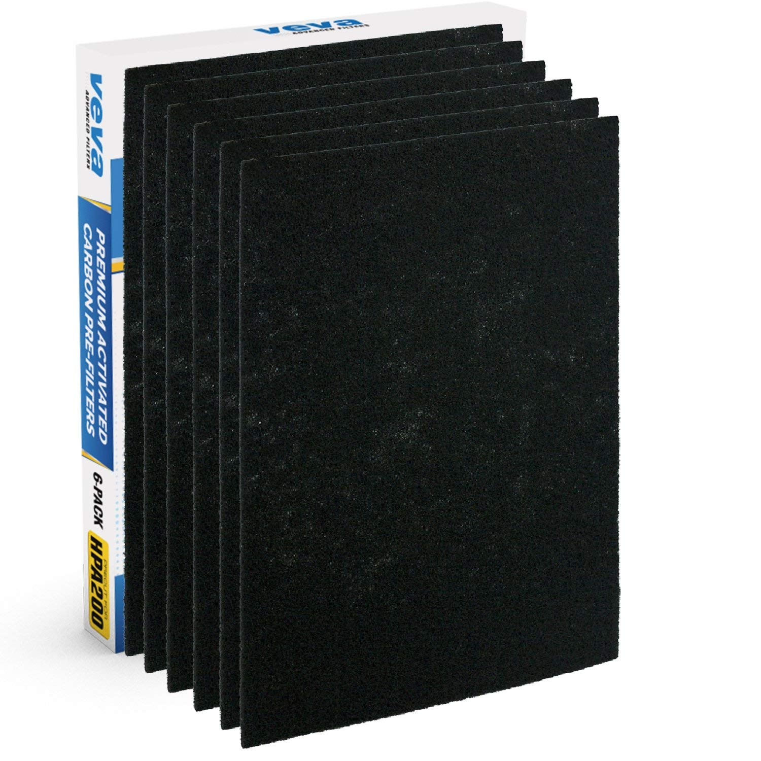 VEVA Air Purifier Filter Replacements - 6 Pack Precut Activated Carbon Pre-Filters for Honeywell HPA200 Series | Compatible with HPA200, HPA200B, HPA200W | Improves Air Quality in Bedrooms, Offices & Living Rooms