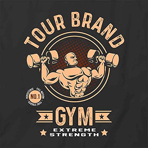 Tour Brand Gym T-Shirt for Men & Women - Black Graphic Printed Workout Tee | Perfect for Gym, Running, Fitness & Casual Wear