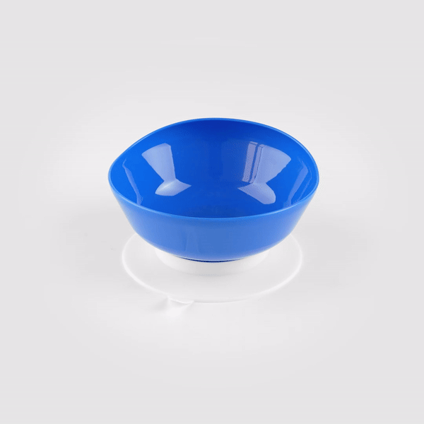 Adapt Tek 19 oz Round Blue Plastic Scoop Bowl with Spillproof Design & Suction Base - 5.75