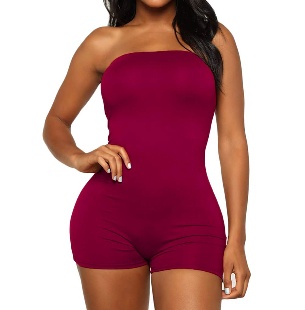 LisenraIn Women's Sexy Bodycon Romper - Sleeveless Tube Top Short Jumpsuit One Piece Outfit for Club, Party & Summer Casual Wear | Stretchy Comfortable Fashion Dress