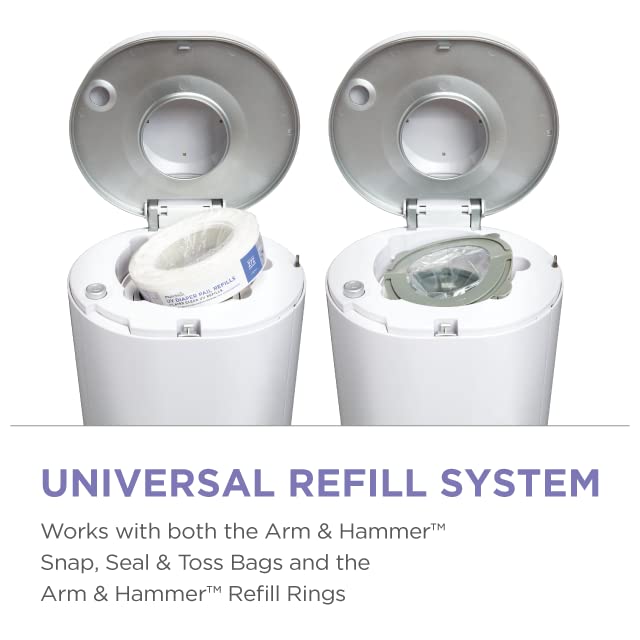 Munchkin® UV Diaper Pail - Best Odor Control Diaper Disposal System with 1 UV Snap, Seal & Toss™ Bag & 1 UV Refill Ring - Perfect for Nursery, Baby Room & Daycare Centers