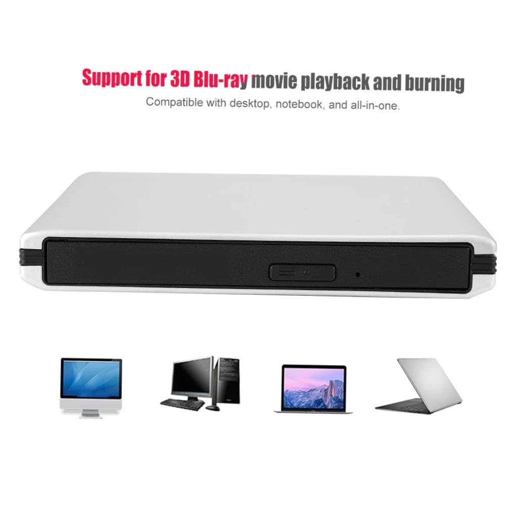 External USB 3.0 DVD BD Writer/Recorder for Desktop & Laptop - High-Speed Burner with Playback Function - Perfect for Backups, Media Creation & Entertainment