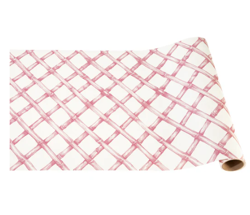 Pink Lattice Runner Rug 20 x 25 Feet - Non-Slip Floral Design for Living Room, Bedroom, and Hallway Decor