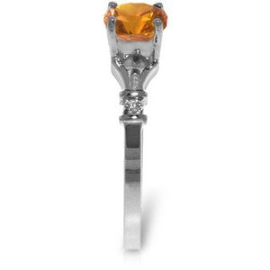 1.02 Carat 14K Solid White Gold Citrine Diamond Ring for Women - Elegant Jewelry Gift for Birthday, Anniversary & Special Occasions
