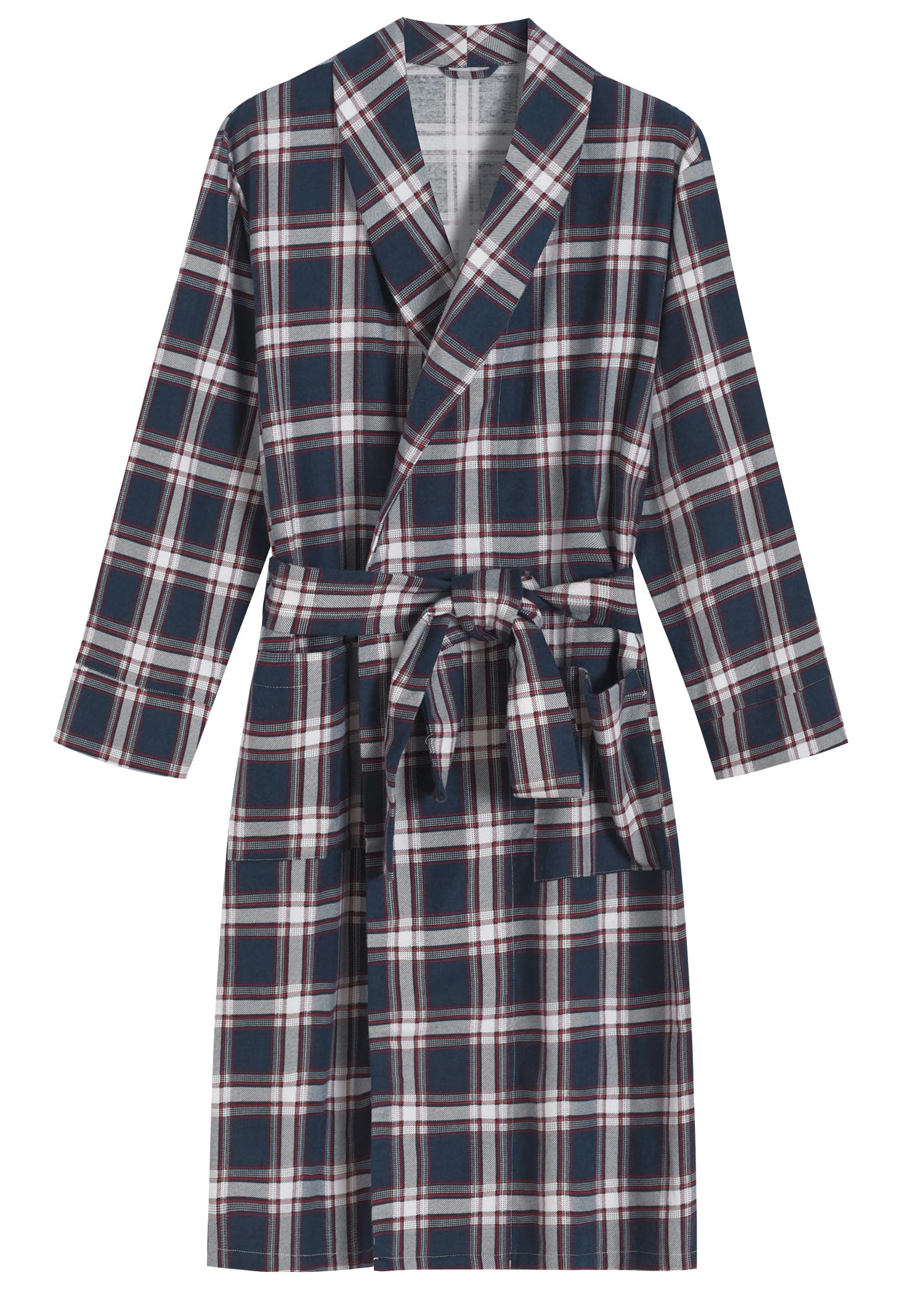 Men's Soft Cotton Flannel Plaid Bathrobe - Big & Tall Sizes - Cozy Loungewear for Home Relaxation & Spa Days